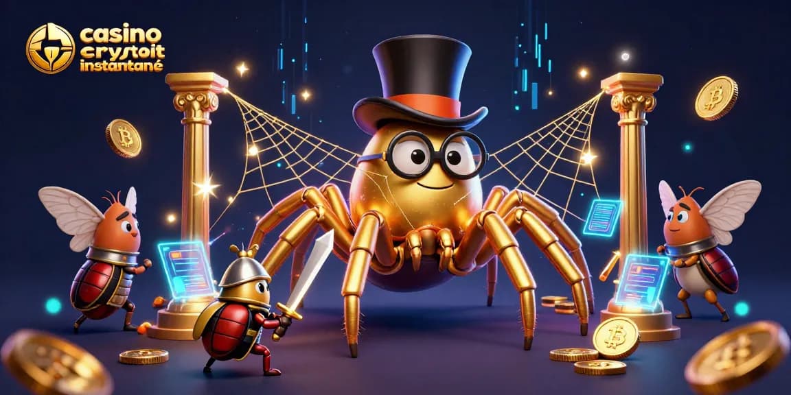 Experience the thrill of casino crypto retrait instantané with vibrant blockchain elements and exciting characters.