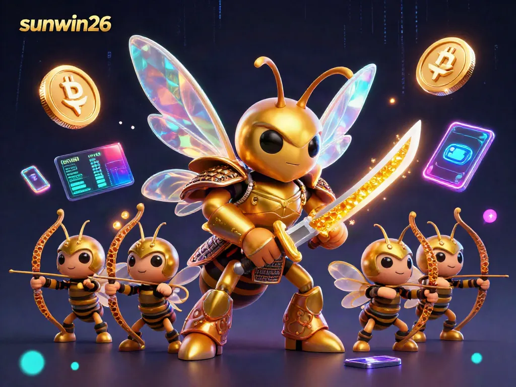 Experience thrilling slots and jackpots at sunwin26 with high-quality 3D imagery showcasing vibrant casino elements.