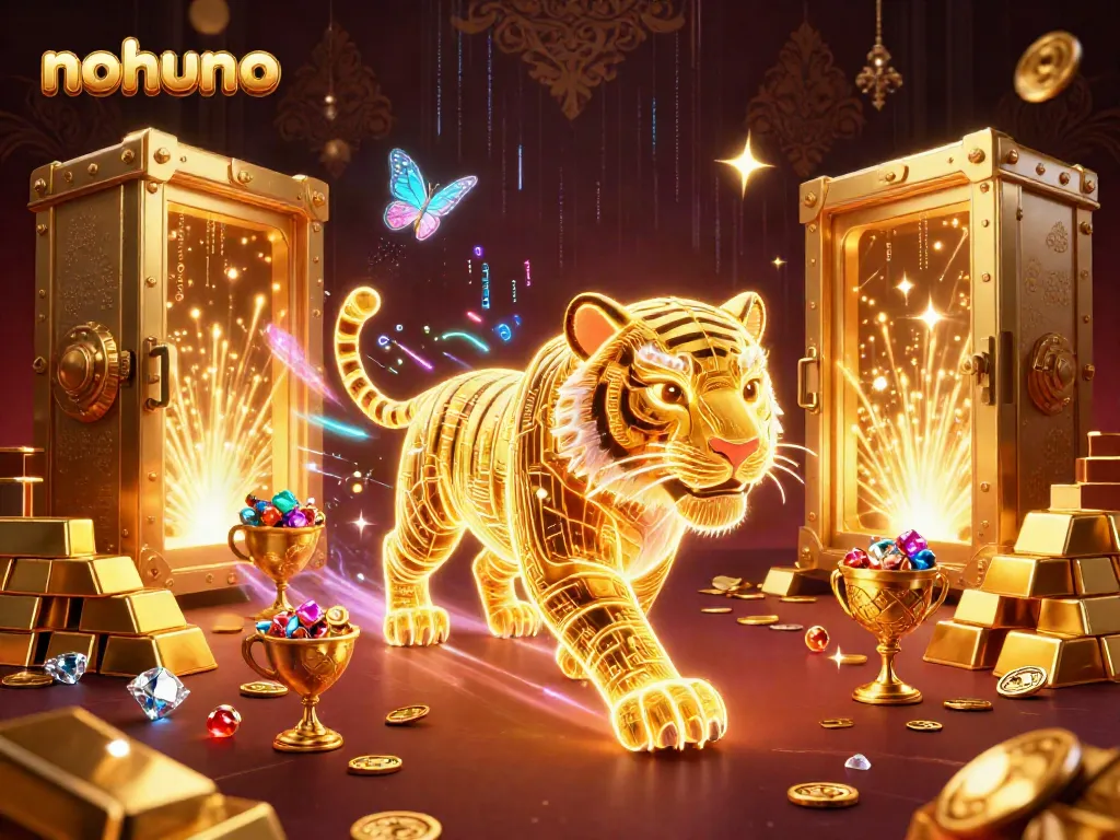 Experience the thrill of winning at nohuno with vibrant jackpot visuals, illuminated by neon lights.