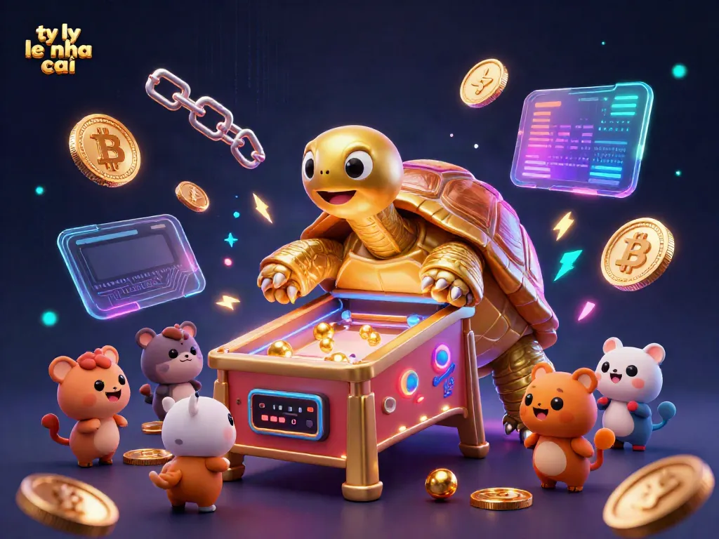 Engage with ty le nha cai in this vibrant illustration showcasing a colossal tortoise pinball machine with excited animals.