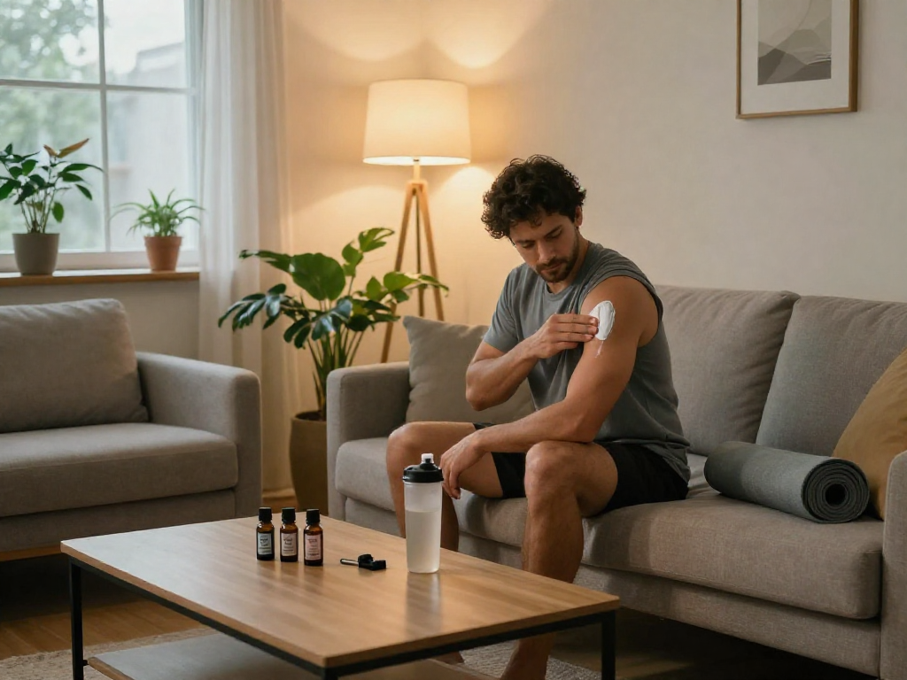 Découvrez le site paris sportif France avec des produits CBD naturels et bio. Homme se relaxant avec crème CBD après l'entraînement.