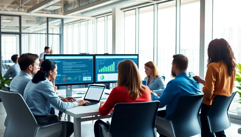 Vérification des e-mails dans un cadre de bureau moderne avec des professionnels utilisant des outils de validation.