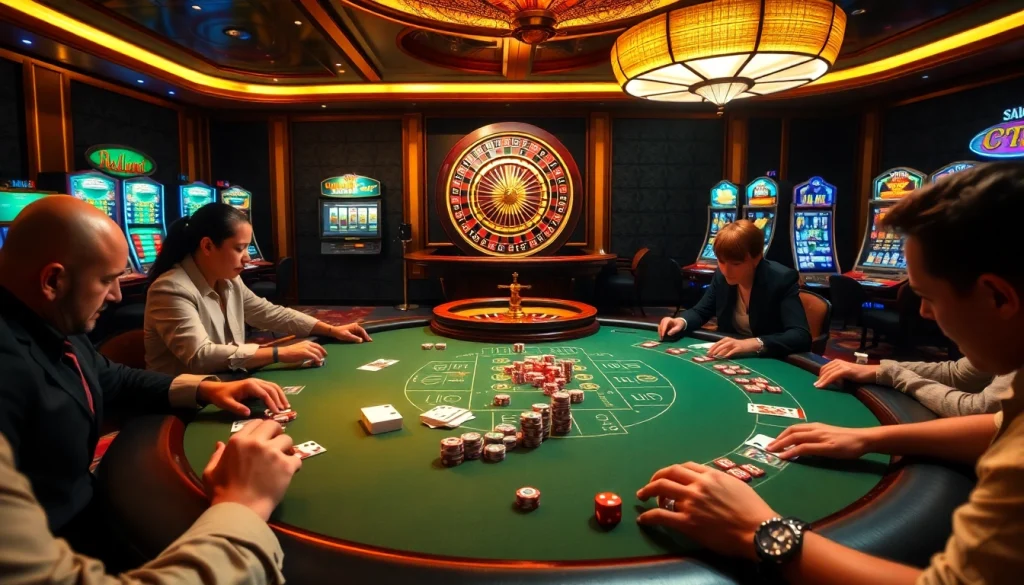 SAO BET players enjoying a thrilling casino experience at a luxurious gaming table.