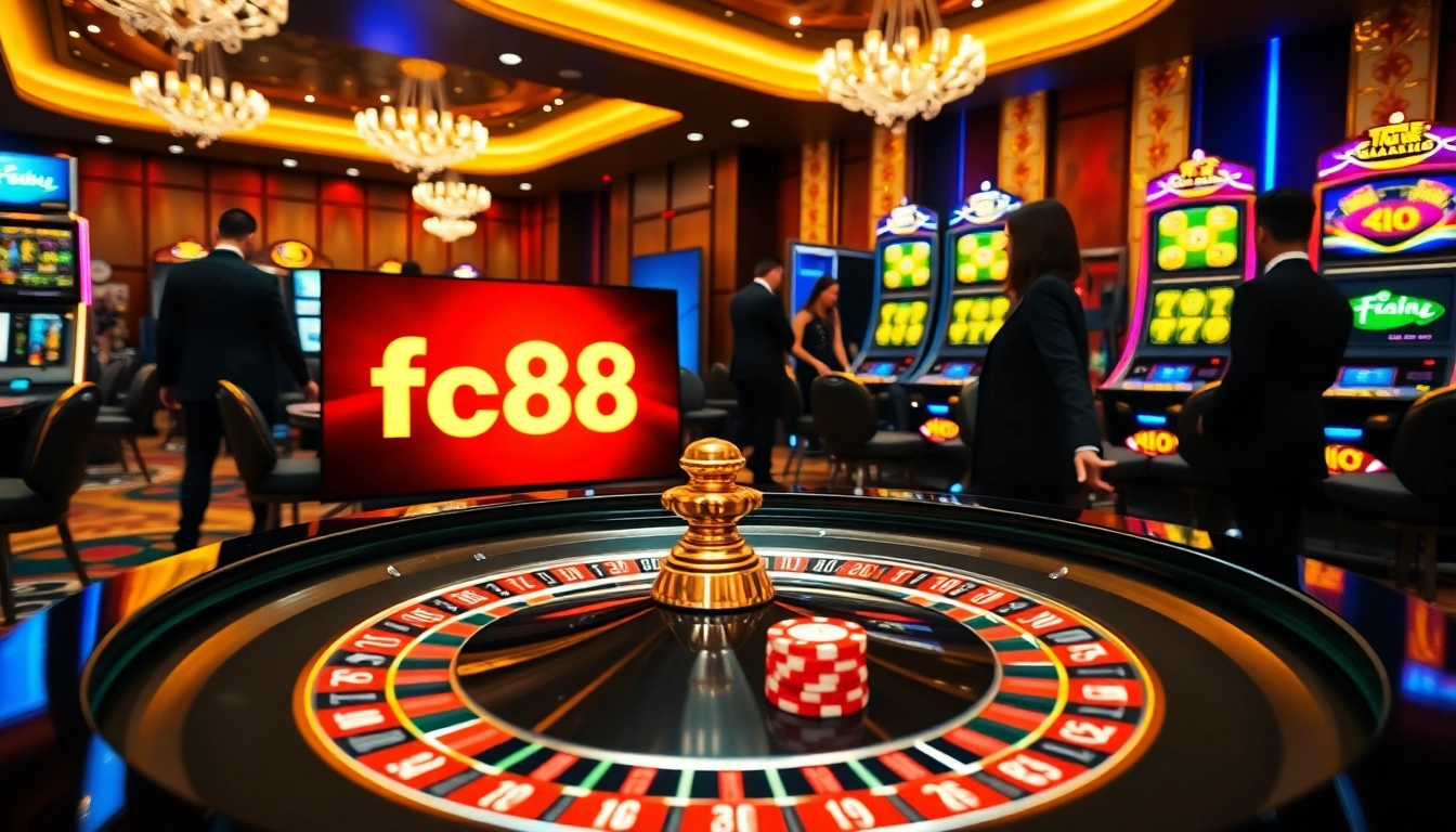 Experience online gaming at Nhà cái fc88 with vibrant casino visuals showcasing excitement and luxury.