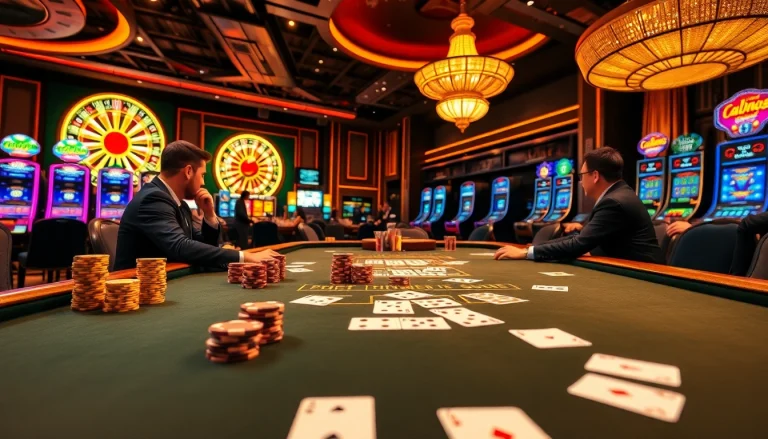 Experience the excitement of high-stakes poker at a luxurious casino featuring S8 elements with vibrant chips and cards.