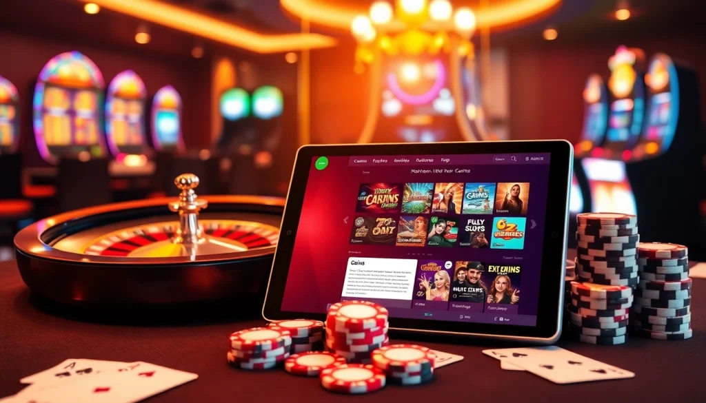 Experience the excitement of casino en ligne meilleur site with digital gambling visuals showcasing roulette and poker.