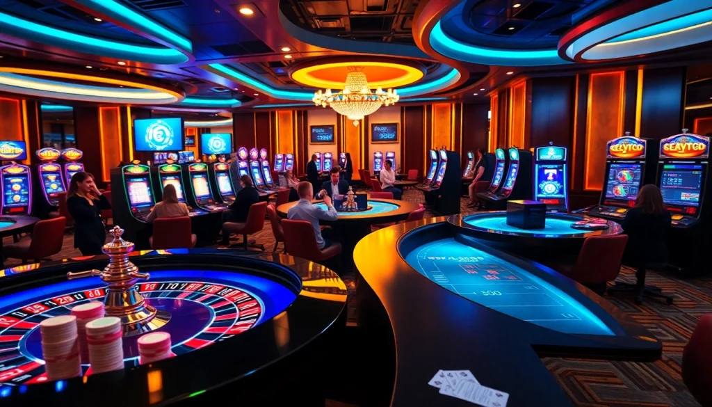 Experience thrilling gameplay at crypto casinos with high-tech tables and vibrant slots.