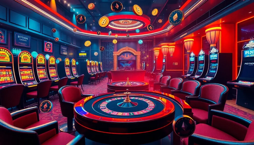 Experience the thrill of playing in a casino crypto setting with exciting games and vibrant crypto elements.