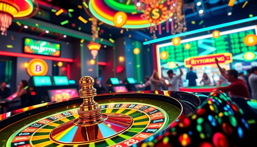Jouer au top crypto casino france avec des jeux de roulette et des symboles de crypto-monnaie brillants.