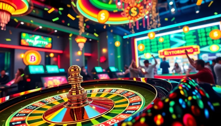 Jouer au top crypto casino france avec des jeux de roulette et des symboles de crypto-monnaie brillants.