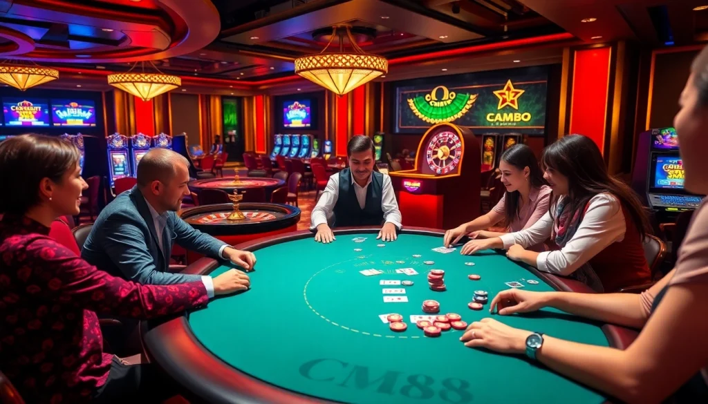 Experience an exciting poker game at CM88, featuring vibrant gameplay and professional dealers.