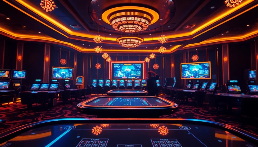 Jouer dans le meilleur top crypto casino france avec des lumières néon et un décor sophistiqué.
