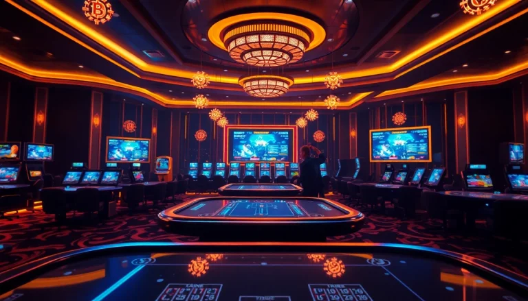 Jouer dans le meilleur top crypto casino france avec des lumières néon et un décor sophistiqué.