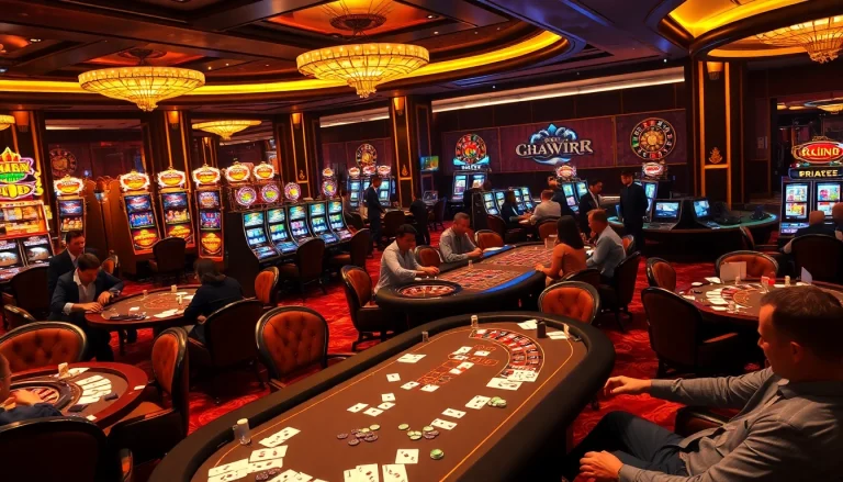 Experience thrilling gameplay at rikvip with vibrant chips, cards, and a lively casino atmosphere.