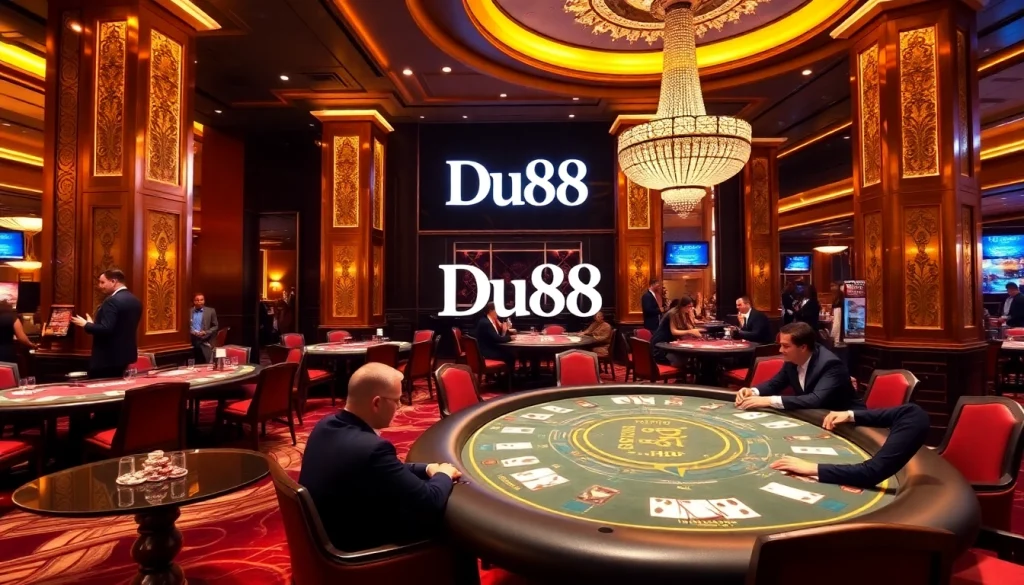 Players enjoying high-stakes games at Du88 casino, showcasing engaging table action and vibrant atmosphere.