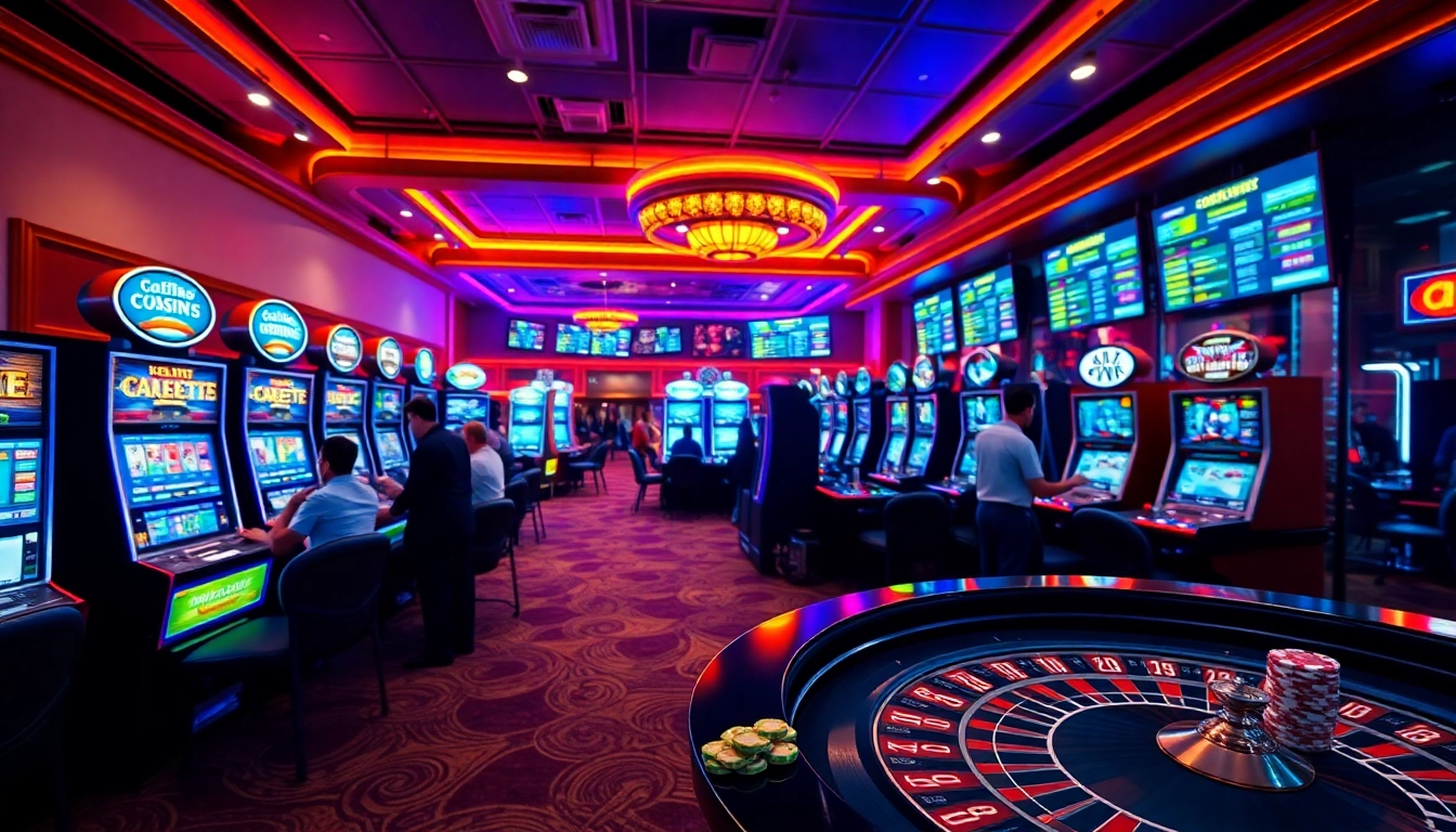 Explore the atmosphere of the meilleur casino en ligne with players enjoying various table games and slots.