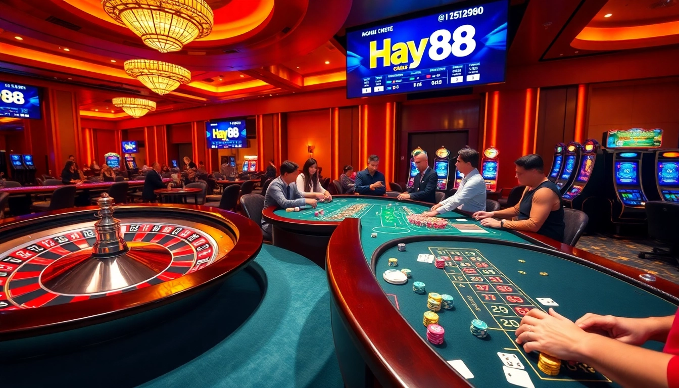 Experience the thrilling gameplay at Hay88 with vibrant casino tables and exciting betting action.