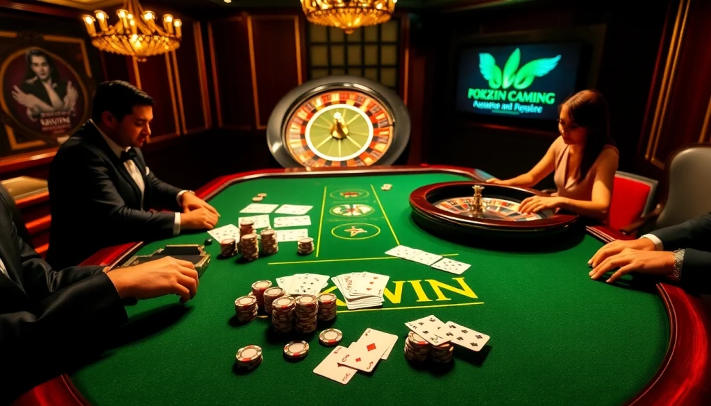 Experience the excitement of KKWIN gaming at a luxurious casino table with cards and chips.