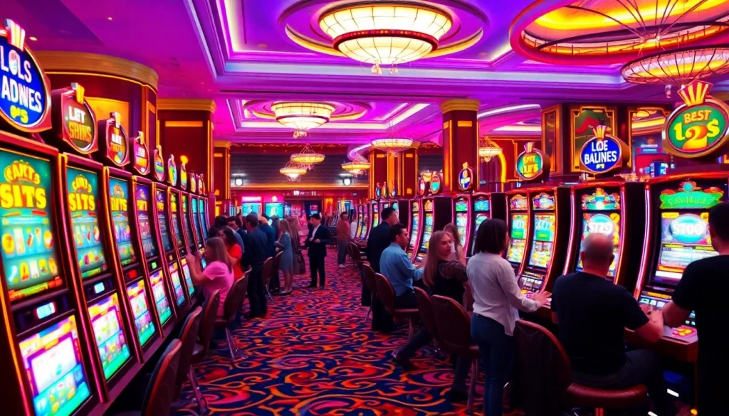 Vibrant casino en ligne gaming scene with players enjoying various games.
