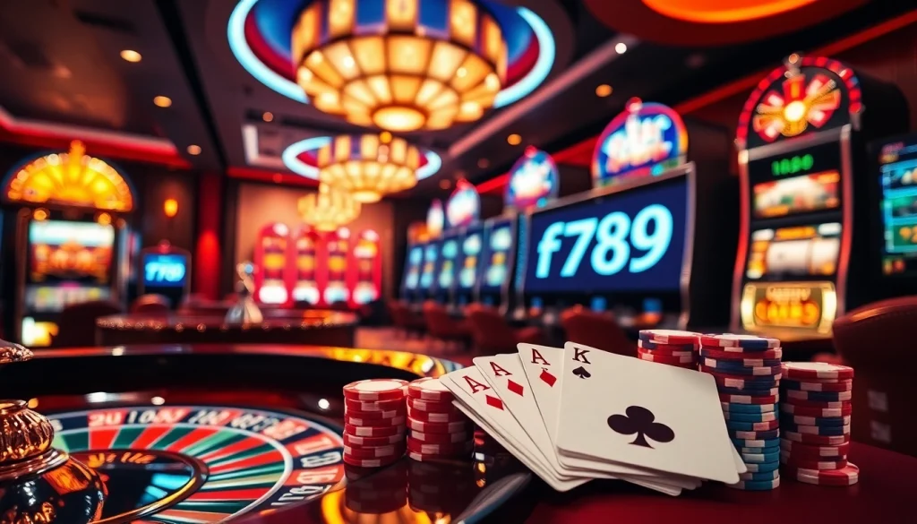 Players enjoying a winning hand with exciting f789 casino elements in a luxury environment.