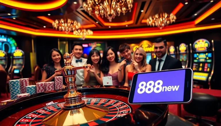 Players enjoying casino excitement while considering Tải App 888new on their devices.