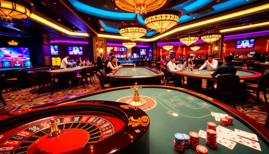 Crown88 features engaging casino tables and vibrant gambling action creating an exciting environment.