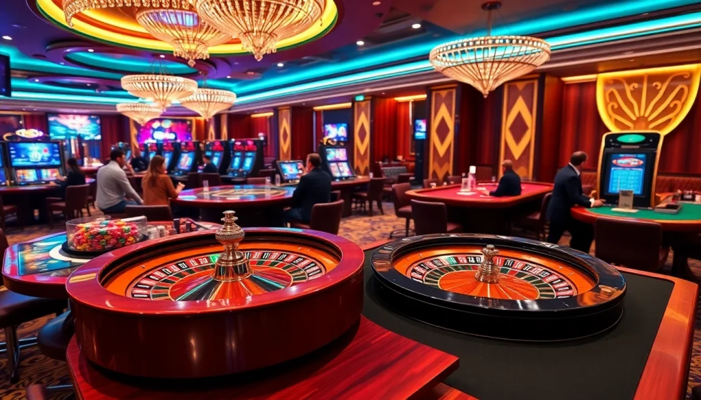 Experience thrilling gameplay at FM88 with a vibrant casino scene full of poker, roulette, and immersive gaming.