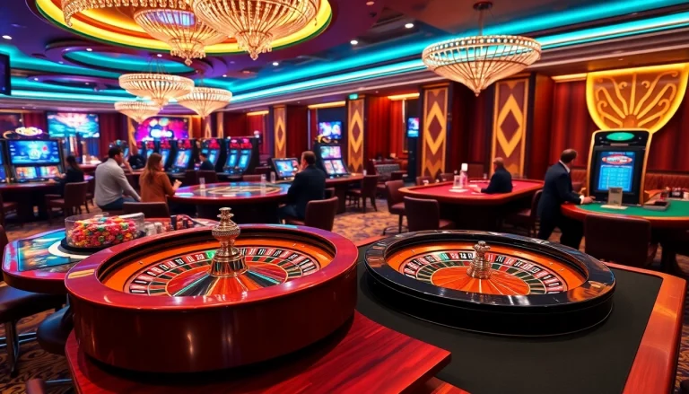 Experience thrilling gameplay at FM88 with a vibrant casino scene full of poker, roulette, and immersive gaming.