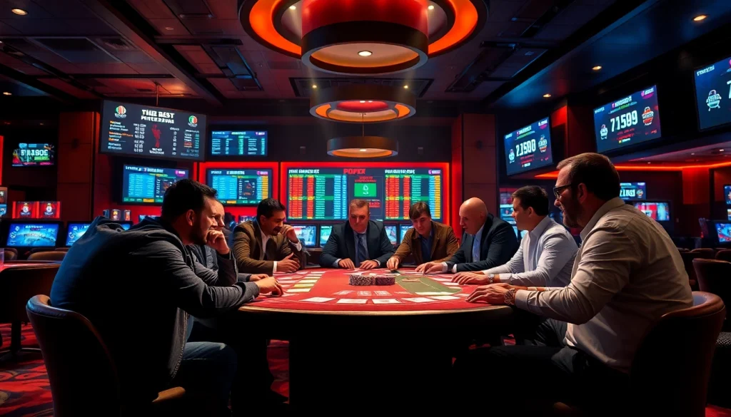 Sports betting excitement at the meilleur site de paris sportif with engaging players and vivid odds displays.