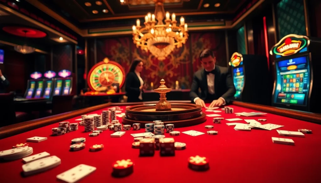 Gamblers enjoying high stakes at 88i casino table with chips and cards.