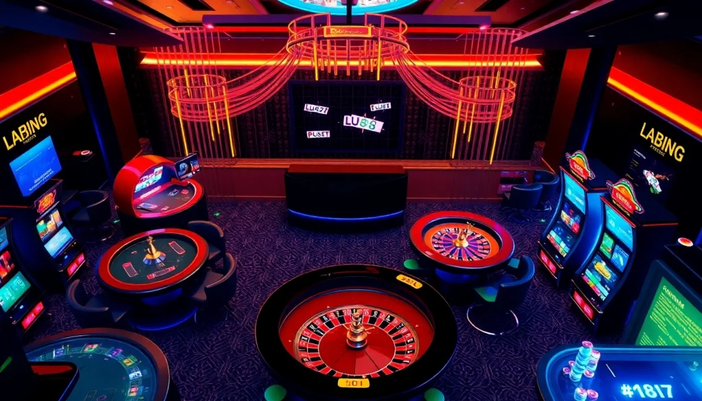 Experience thrilling gaming action at https://lu88.gb.net/ with engaging casino tables and vibrant slot machines.