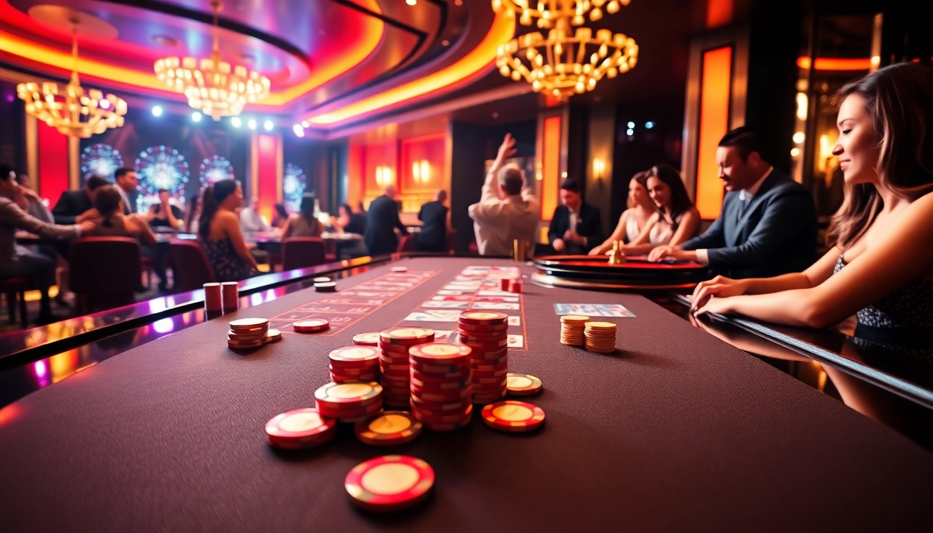 Jouez à des jeux passionnants de casino en ligne avec des jetons et des cartes colorés.