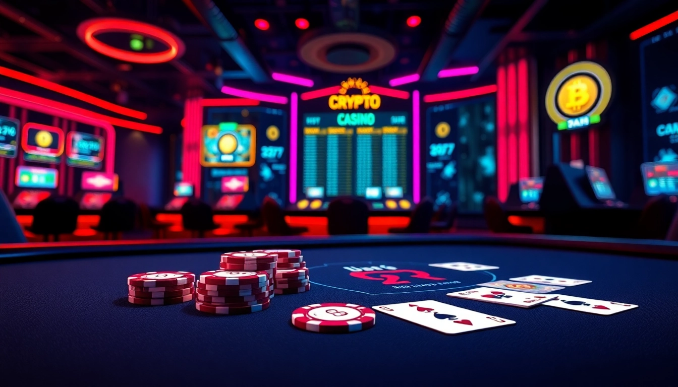 Jouer au casino en crypto avec des jetons brillants et une ambiance numérique dynamique.