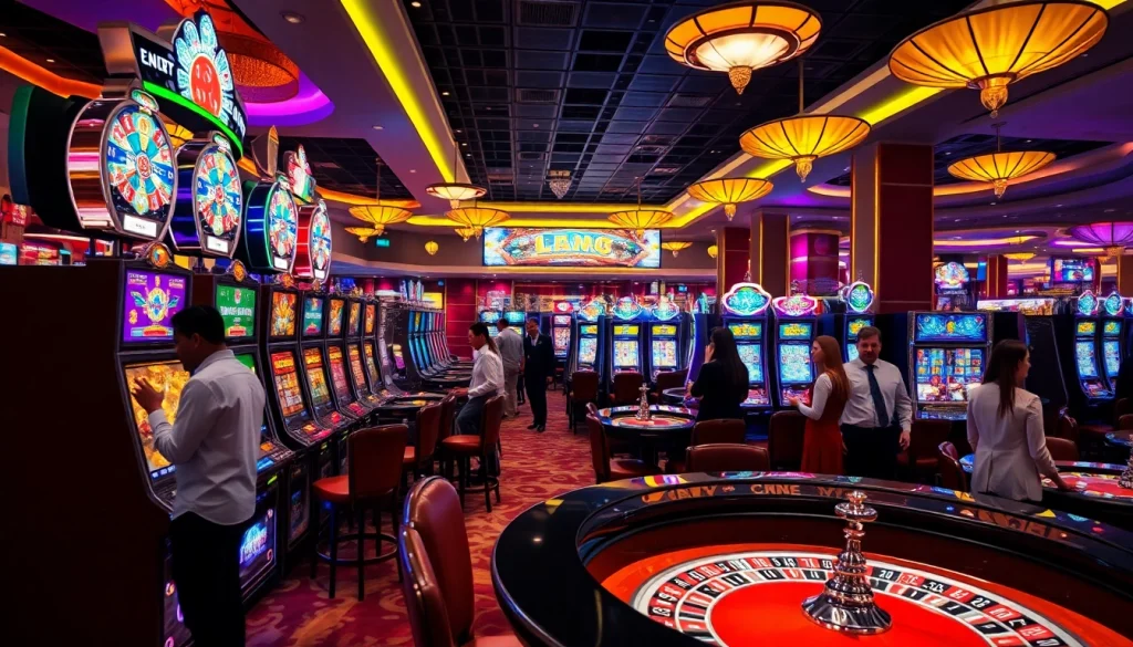 Expérimentez le casino en ligne avec des machines à sous colorées et une ambiance palpitante.