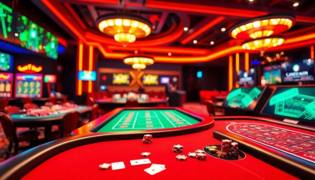 Casino en ligne France avec des tables de jeu animées et une ambiance électrique.