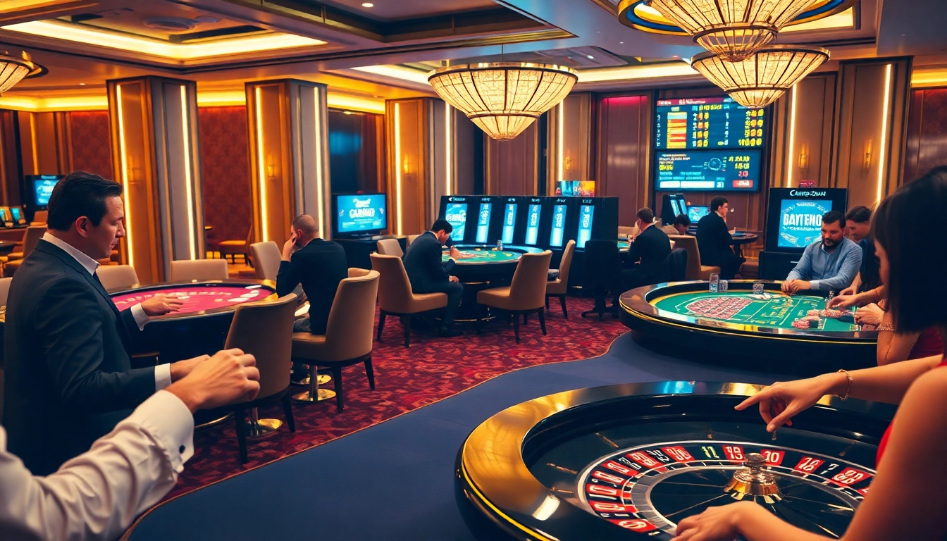 Vibrant gaming experience at meilleur casino en ligne with players and dynamic atmosphere.