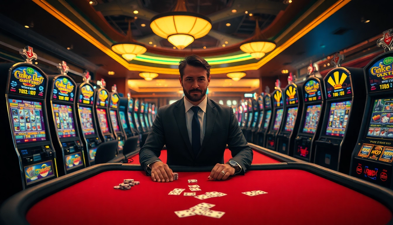 Jouer dans un casino en ligne France avec une table de jeu animée et des lumières vives.