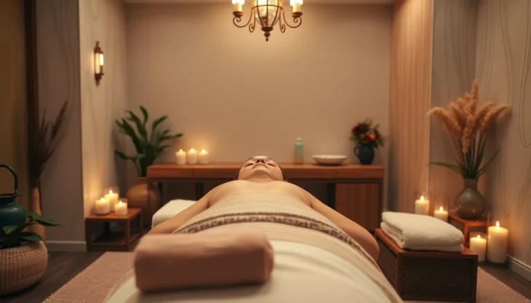 평화로운 스파 환경에서 따뜻한 조명 아래 여성 마사지 치료사가 동탄출장마사지를 제공하는 모습