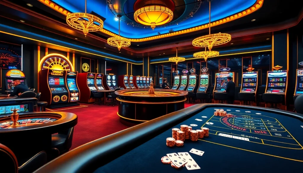 Scène excitante d'un nouveau casino en ligne France présentant des interfaces de jeu modernes et des éléments de jeu vibrants.