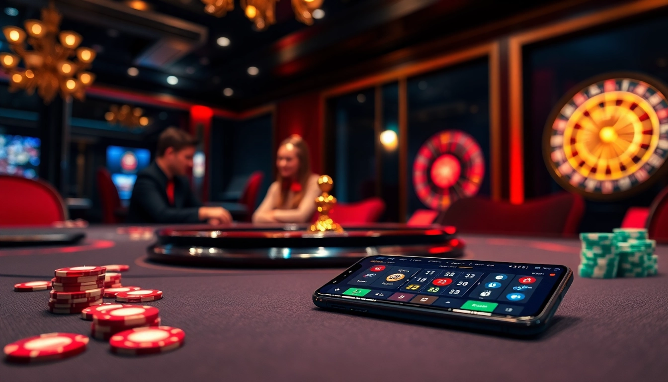 Players engaging in a thrilling poker game at nk88 net's luxurious casino atmosphere.