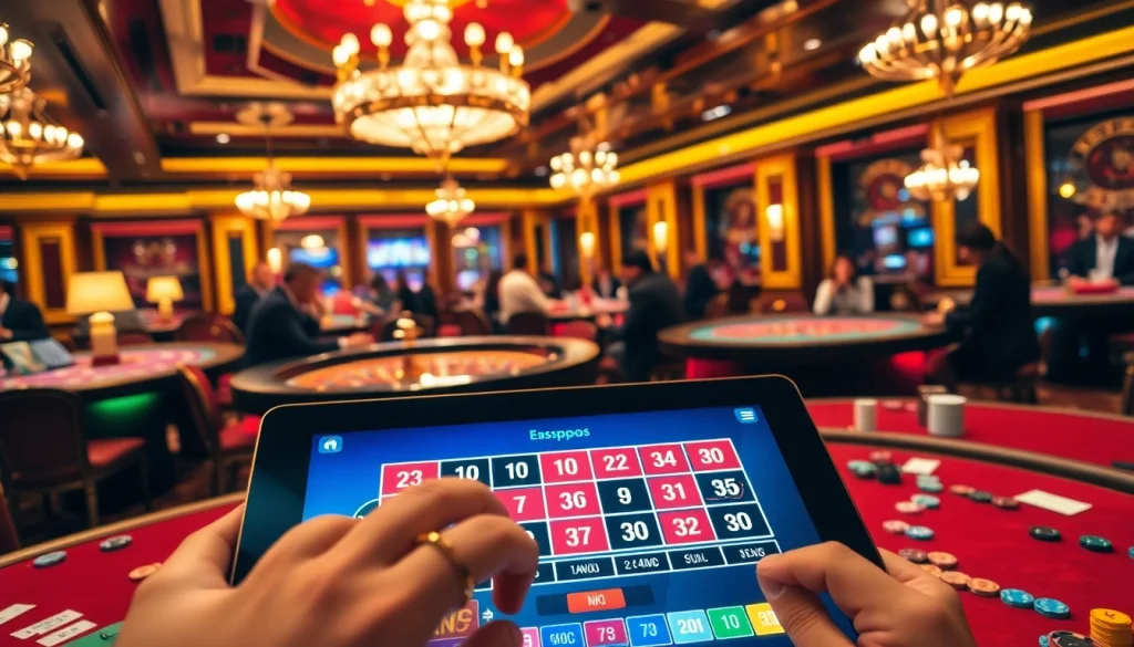 Experience the thrill of real money online casinos with vibrant roulette and poker tables.