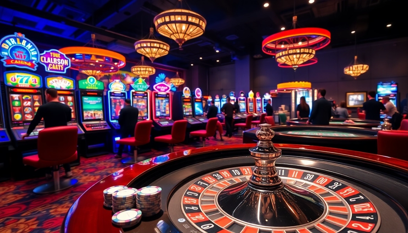 Les jeux de casino en ligne créent une atmosphère électrisante avec des machines à sous colorées.