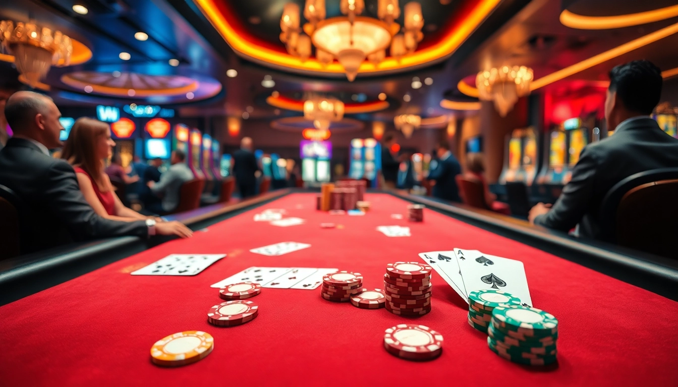 Joueurs profitant du meilleur casino en ligne dans une atmosphère luxueuse et animée.
