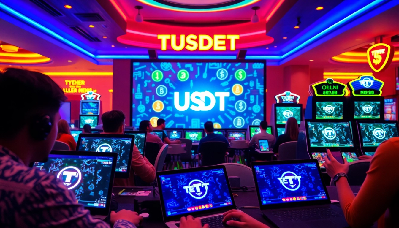 Découvrez des jeux au casino qui accepte usdt avec une atmosphère vibrante et des lumières colorées.
