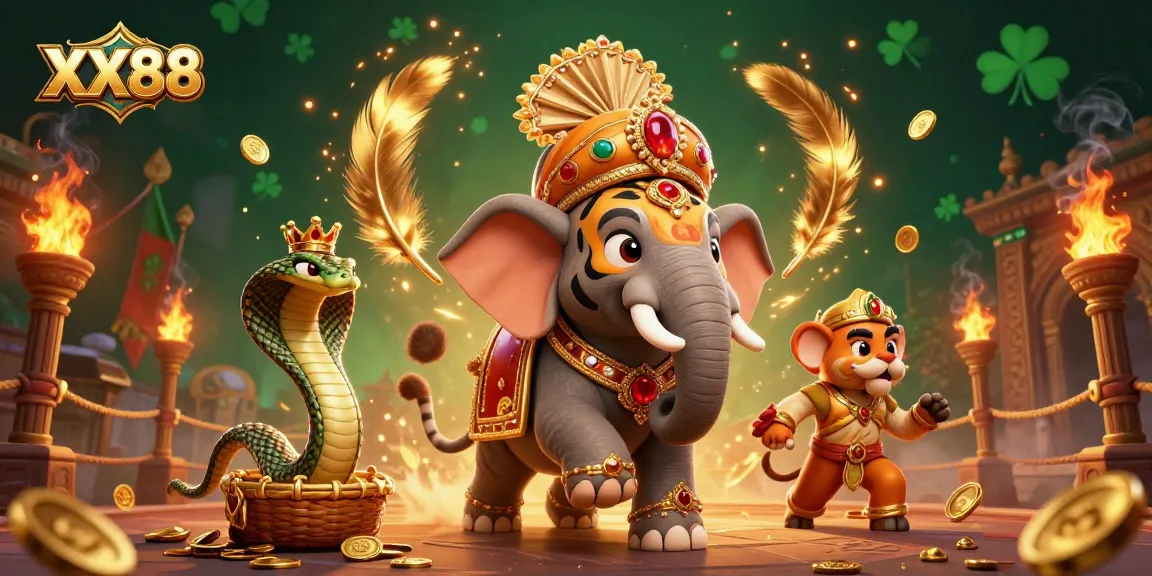 Experience the excitement of winning at XX88 with a vibrant 3D casino scene featuring majestic characters and dynamic betting elements.