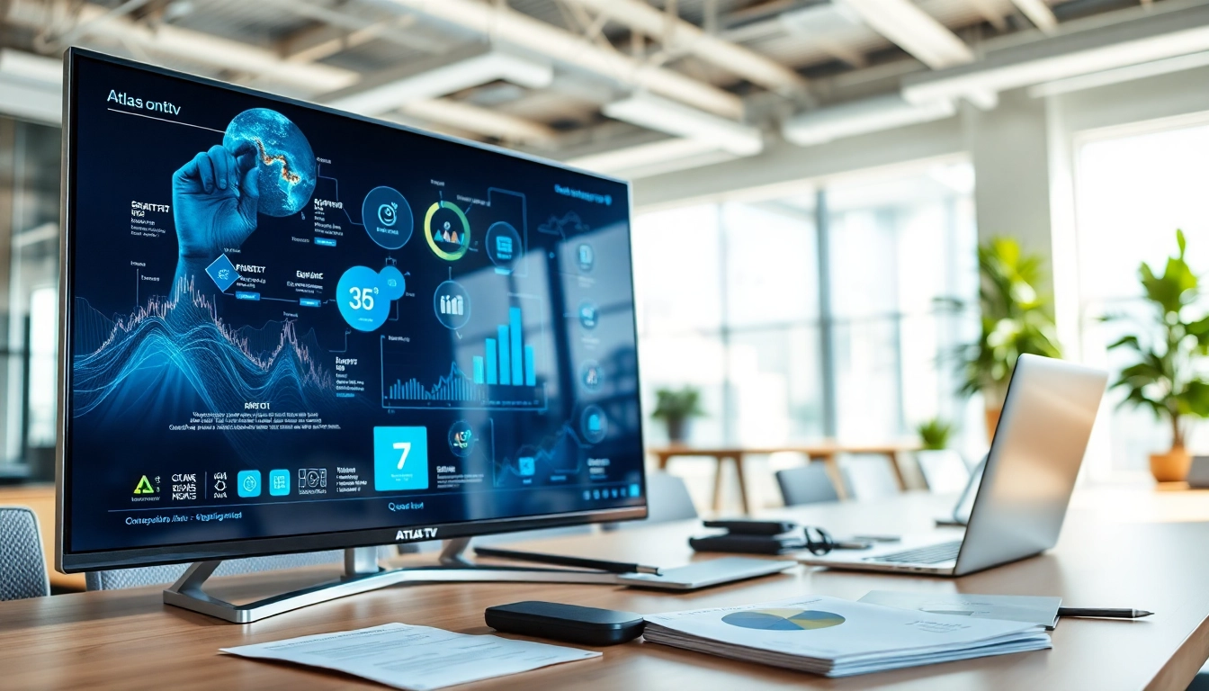 Interacting with the Atlas pro ontv in a modern office environment avec une technologie avancée.