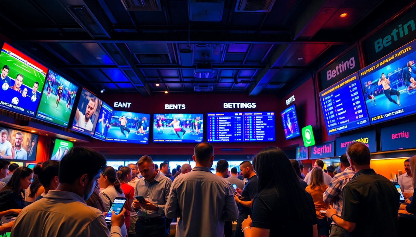 Placing bets in the meilleur site de paris sportif environment in a vibrant sports bar, showing engagement and excitement.
