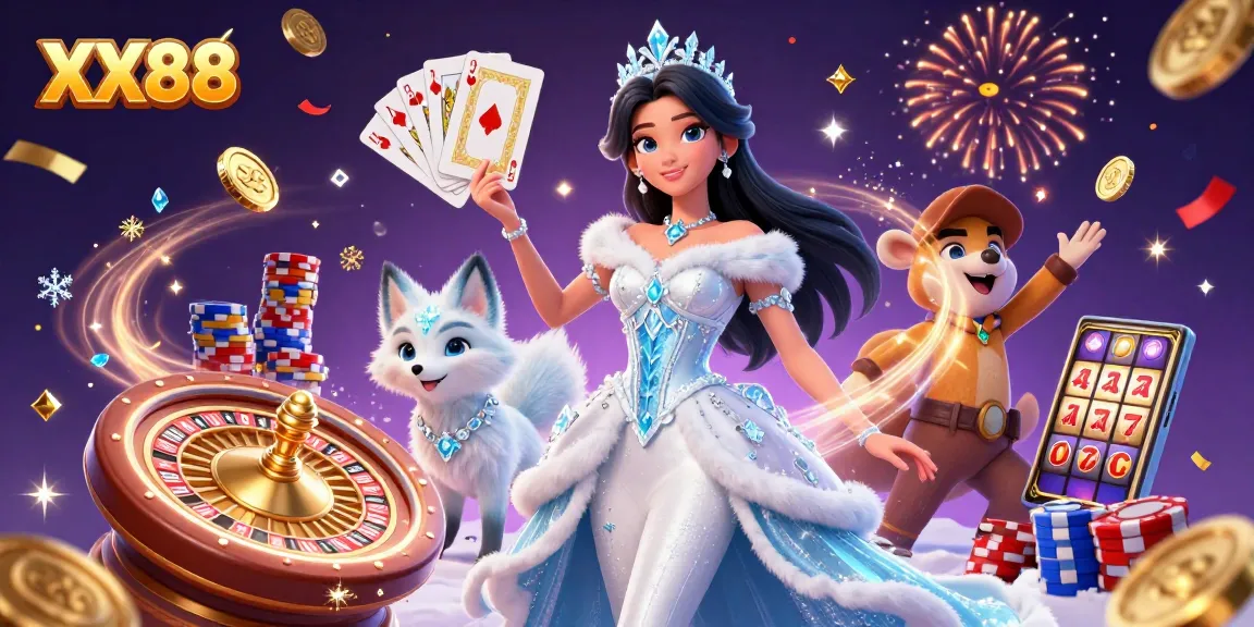Experience the thrill of winning at XX88 with stunning visuals of gaming elements and characters.