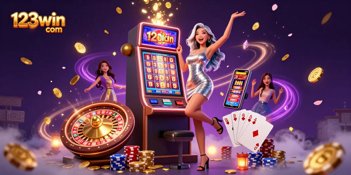 Experience the excitement of 123win com as golden coins erupt from a slot machine, showcasing thrilling gaming moments.
