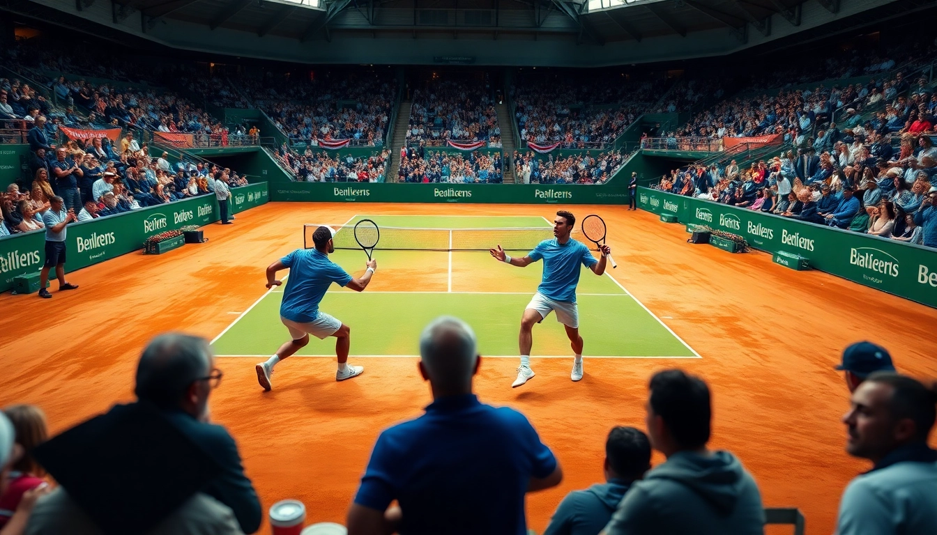 Les paris sportif tennis captivent les passionnés lors d'un match dynamique sur un court.